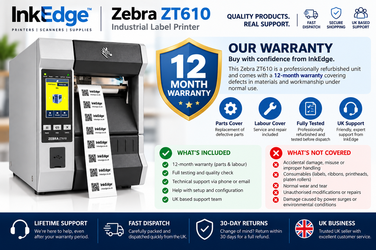 Zebra ZT610 Industrial Thermal Label Printer – Refurbished, Wireless