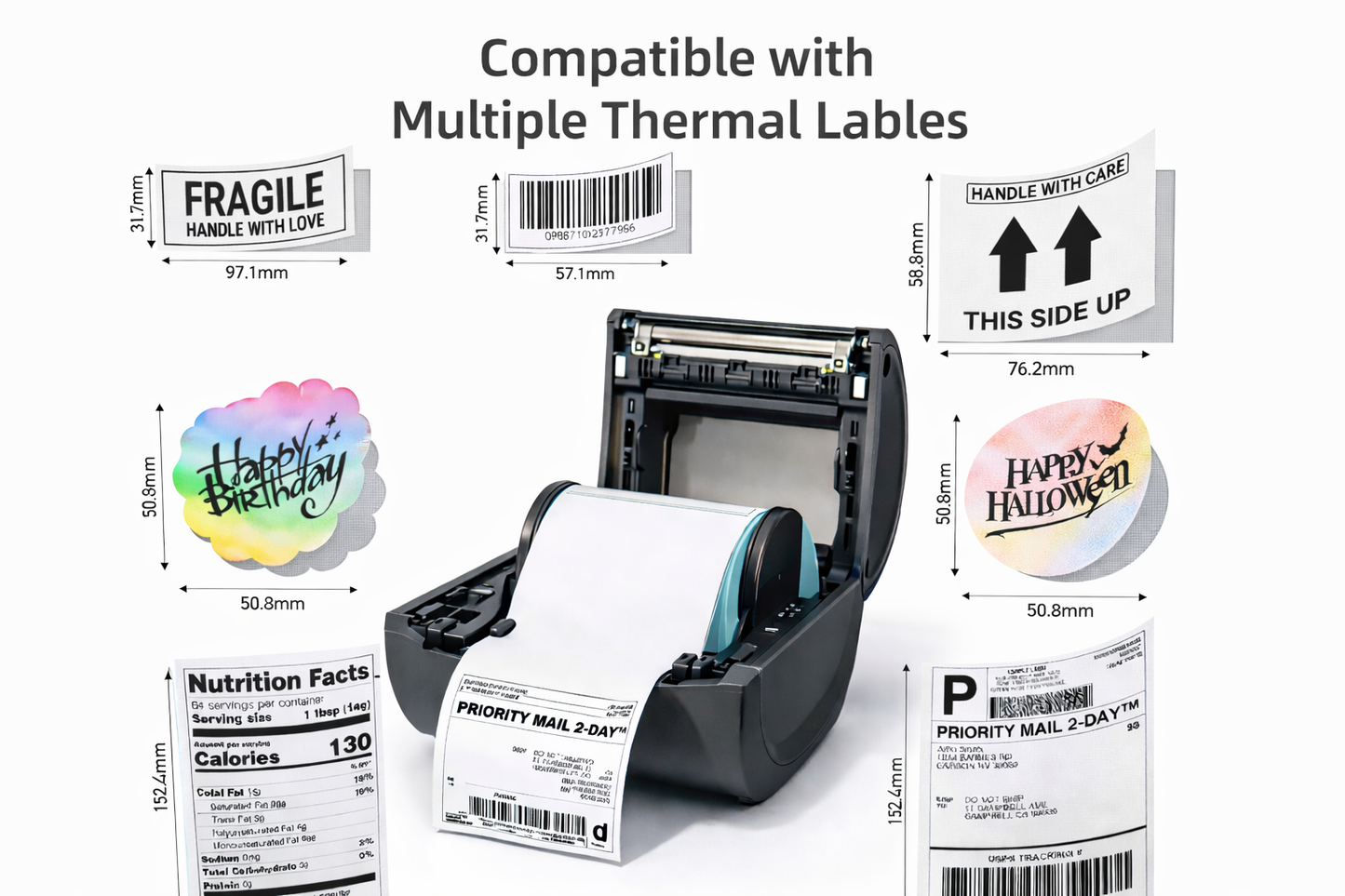 4x6 Thermo-Etikettendrucker Bluetooth Versanddrucker für iOS Android UK InkEdge